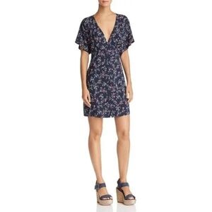 NWT Paige Cherelle Floral Print Minidress In Dark Ink Blue